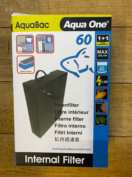 AquaBac 60 Internal Filter - for Aquariums Up To 60L - 200l/hr